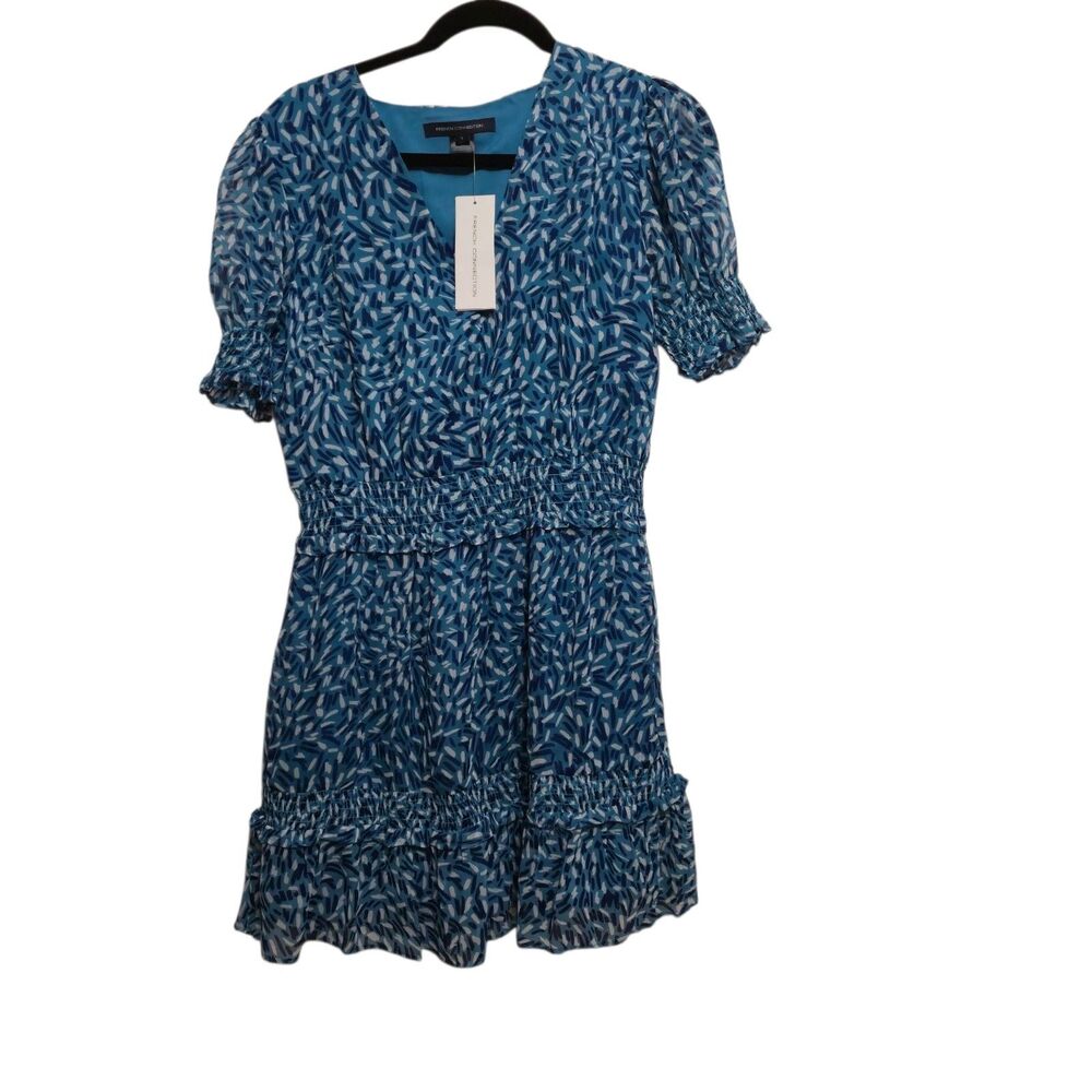 French Connection Dress Size Large Mosaic Blue Career Casual Cottagecore